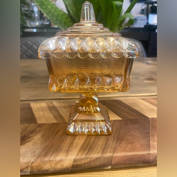 Vintage Marigold Carnival Glass Candy Dish with Matching lid - Picture 1 of 6